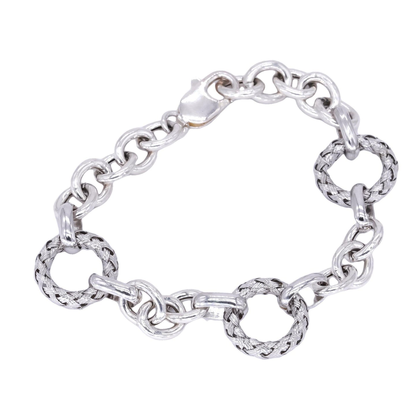 Sterling Silver Jumbo Circle Link Fancy Formal Bracelet