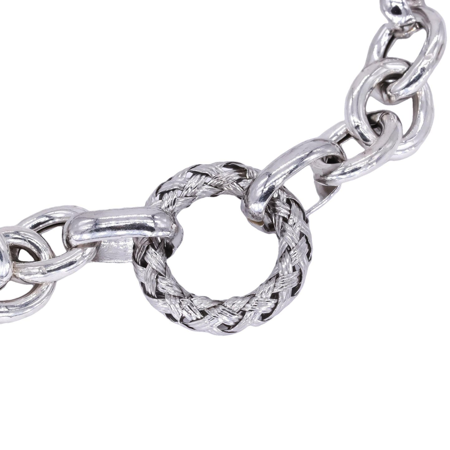 Sterling Silver Jumbo Circle Link Fancy Formal Bracelet