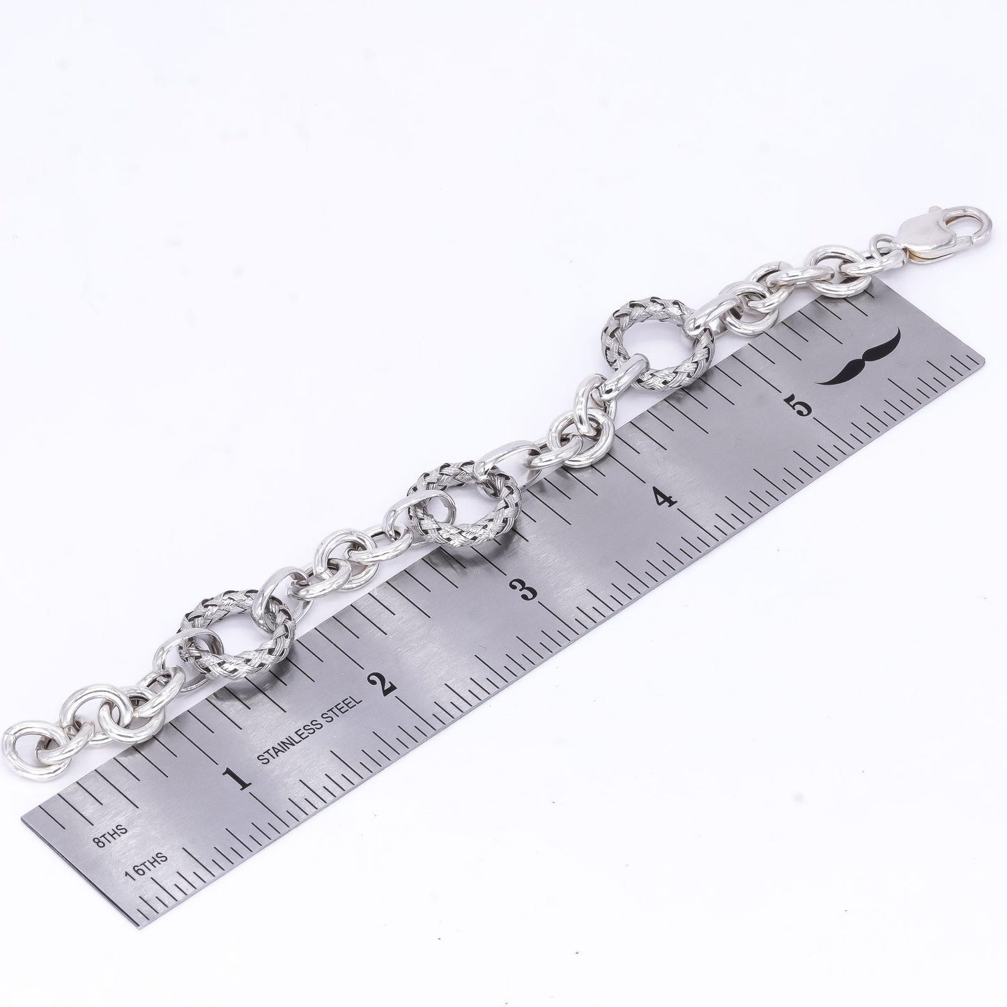 Sterling Silver Jumbo Circle Link Fancy Formal Bracelet