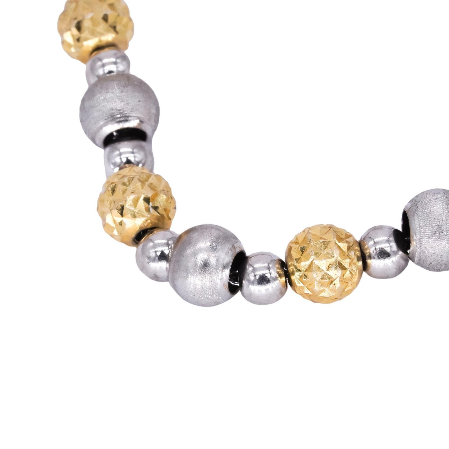 Sterling Silver Gold Plated Diamond Cut Ball Beaded Bracelet