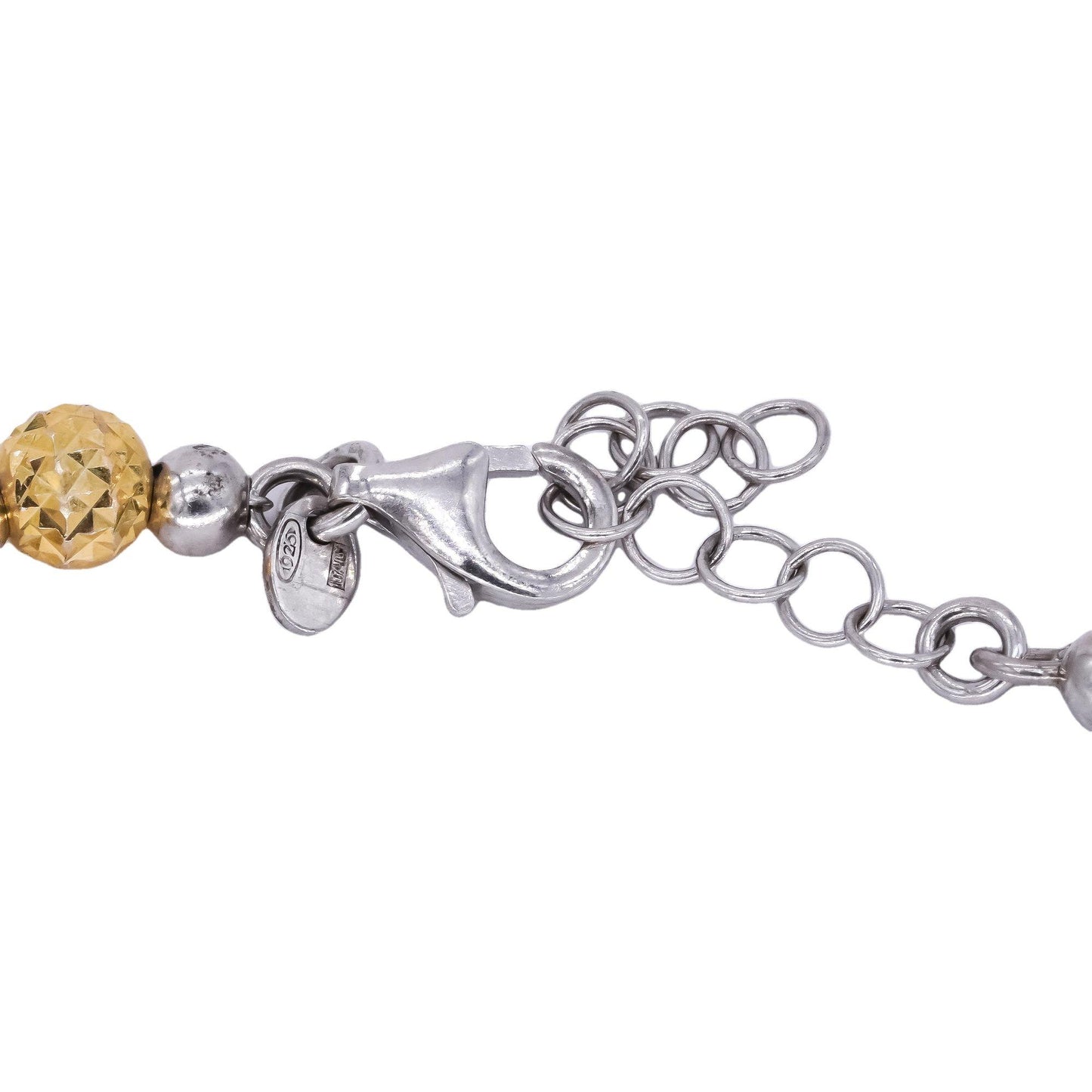 Sterling Silver Gold Plated Diamond Cut Ball Beaded Bracelet