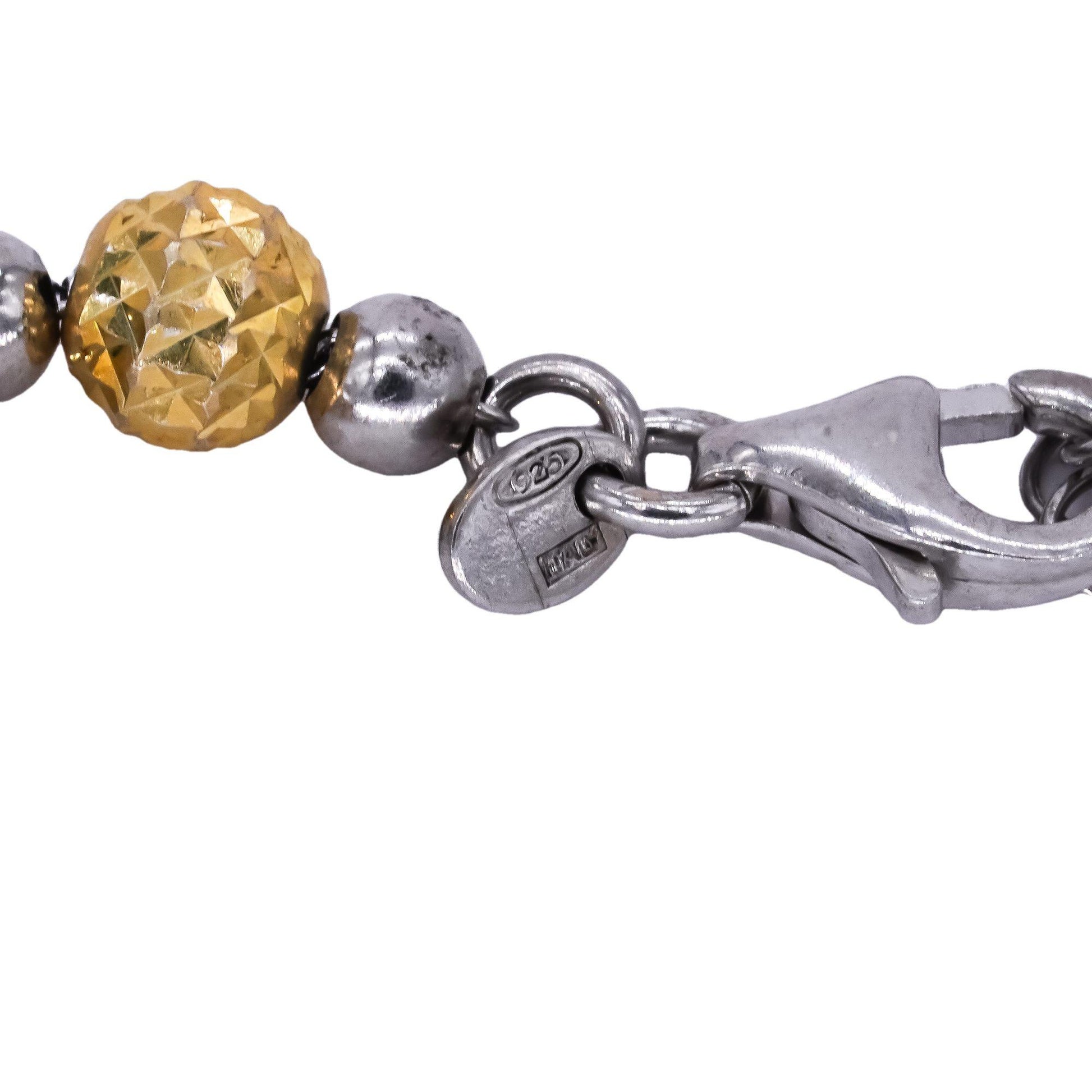 Sterling Silver Gold Plated Diamond Cut Ball Beaded Bracelet