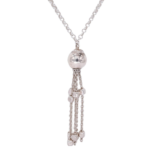 Sterling Silver Ball Tassel Pendant Chain Necklace