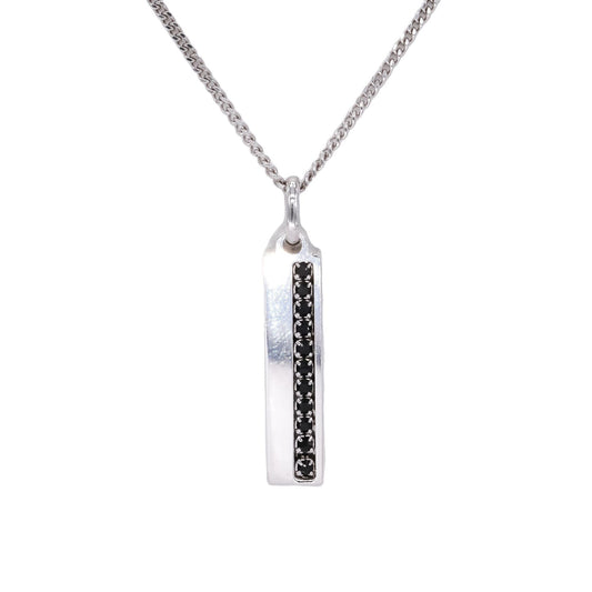 Sterling Silver Jewelry Black Spinel Vertical Pendant Chain Necklace