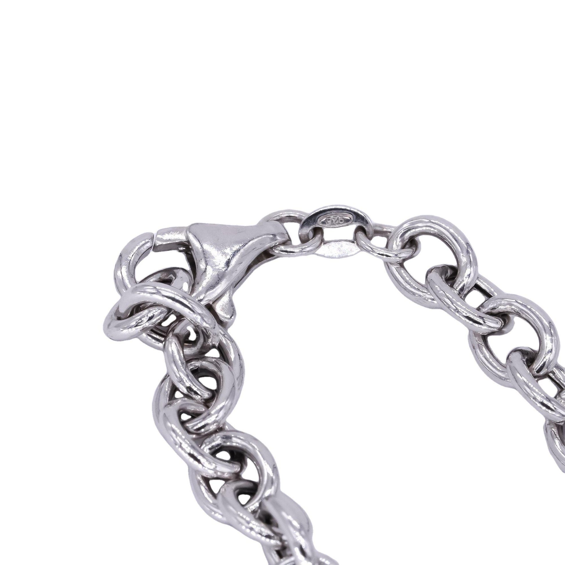 Sterling Silver Jewelry Tapering Anchor Link Formal Fancy Charm Bracelet