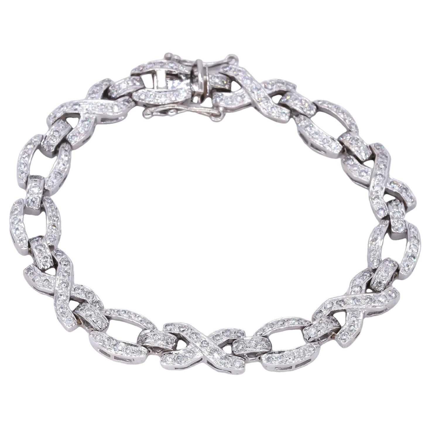 18k White Gold Jewelry 4.0CT Diamond Fancy Link Tennis Bracelet