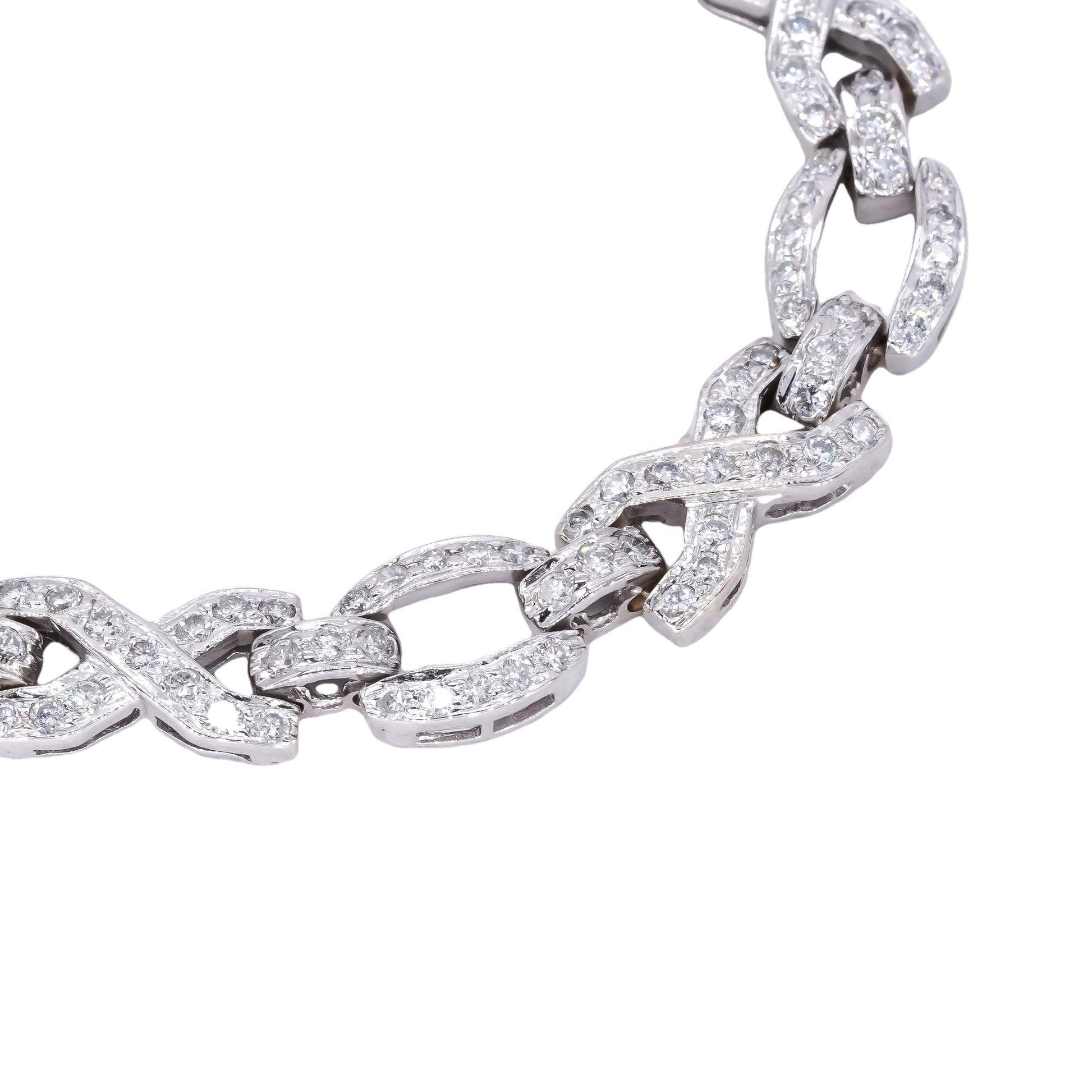 18k White Gold Jewelry 4.0CT Diamond Fancy Link Tennis Bracelet