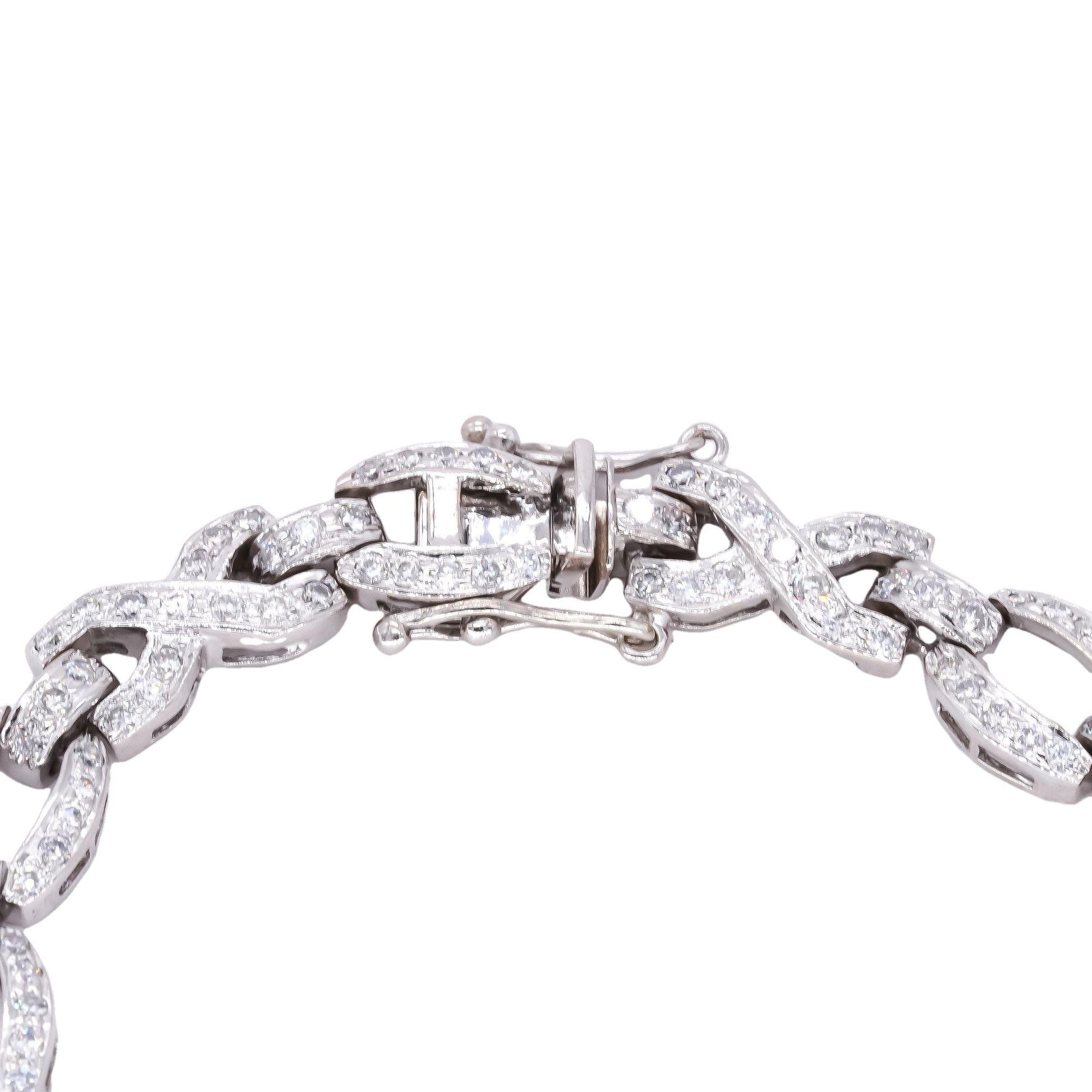 18k White Gold Jewelry 4.0CT Diamond Fancy Link Tennis Bracelet