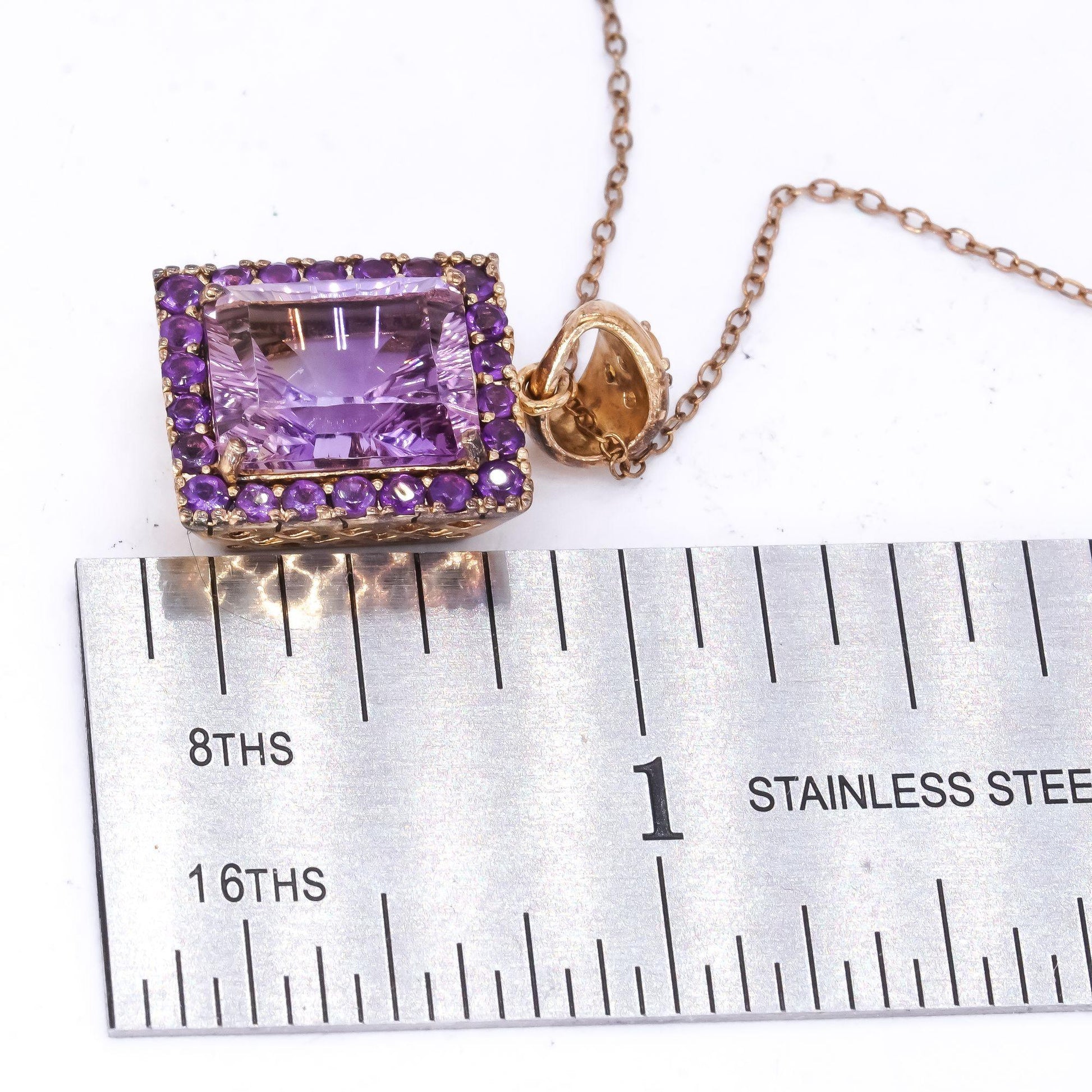 Sterling Silver Gold Plated 7.0CT Ametrine and Amethyst Cluster Pendant Necklace