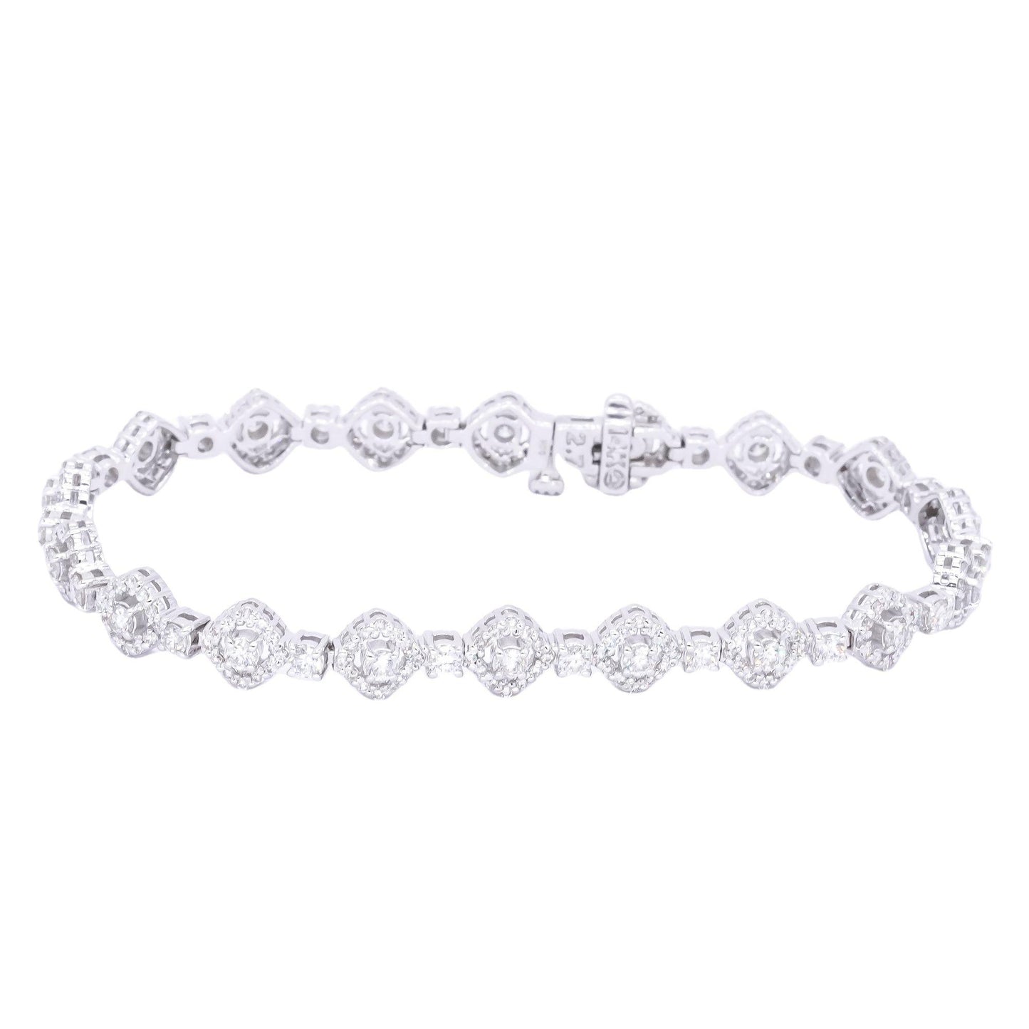 14k White Gold Jewelry 2.70CT VS Diamond Halo Formal Tennis Bracelet