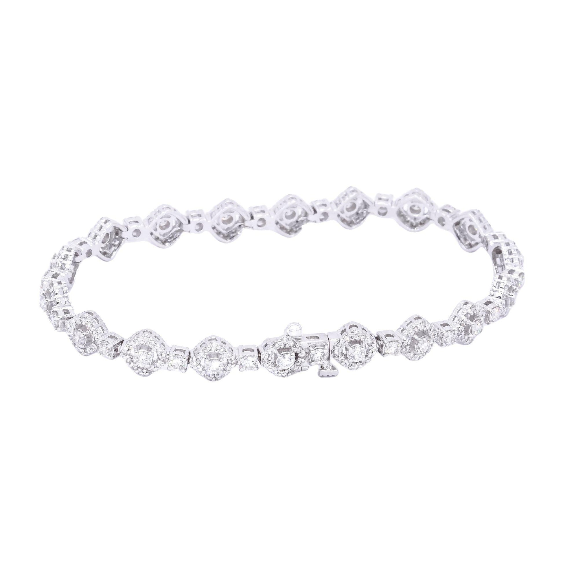 14k White Gold Jewelry 2.70CT VS Diamond Halo Formal Tennis Bracelet