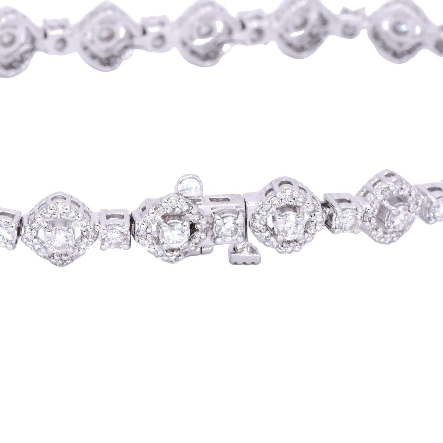 14k White Gold Jewelry 2.70CT VS Diamond Halo Formal Tennis Bracelet