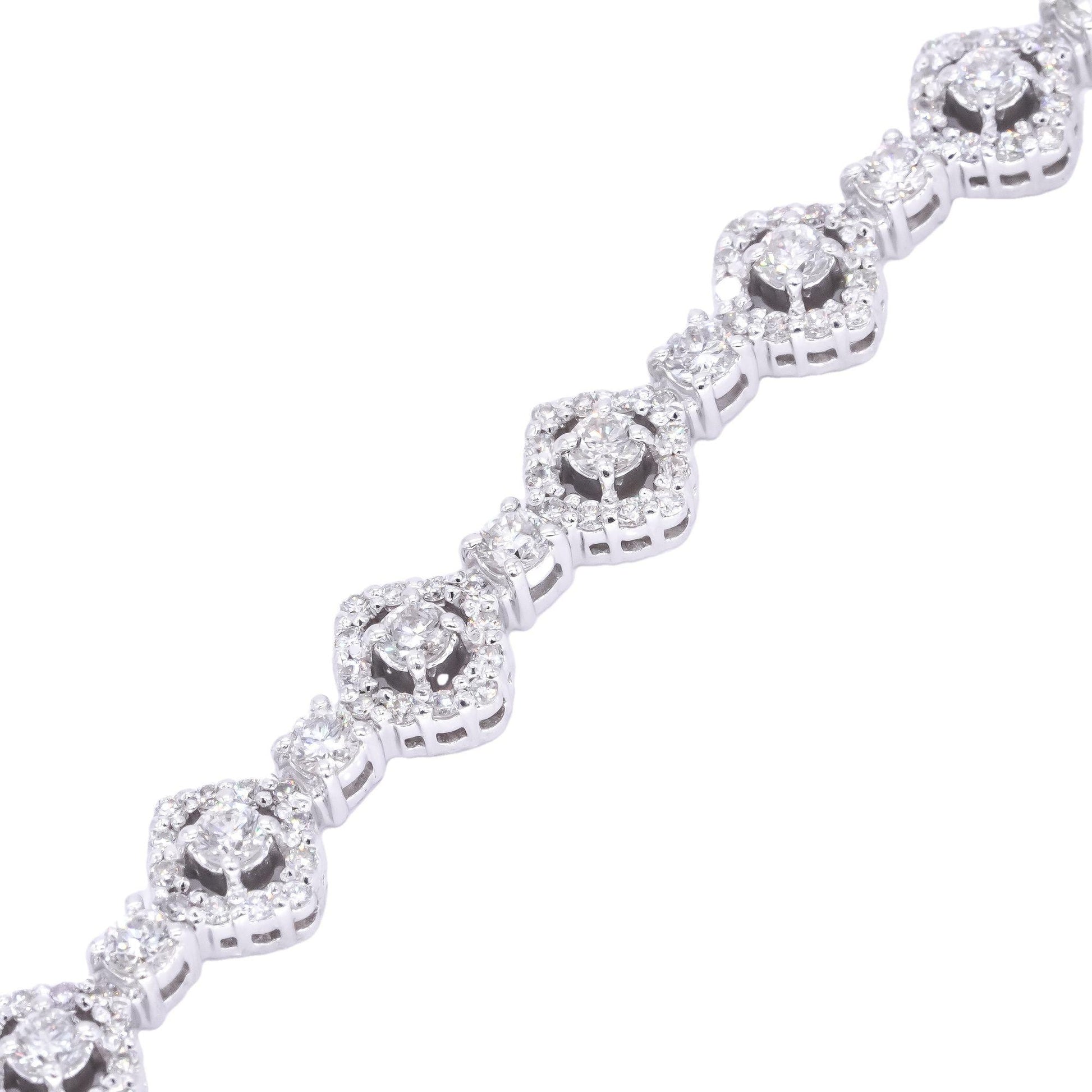 14k White Gold Jewelry 2.70CT VS Diamond Halo Formal Tennis Bracelet