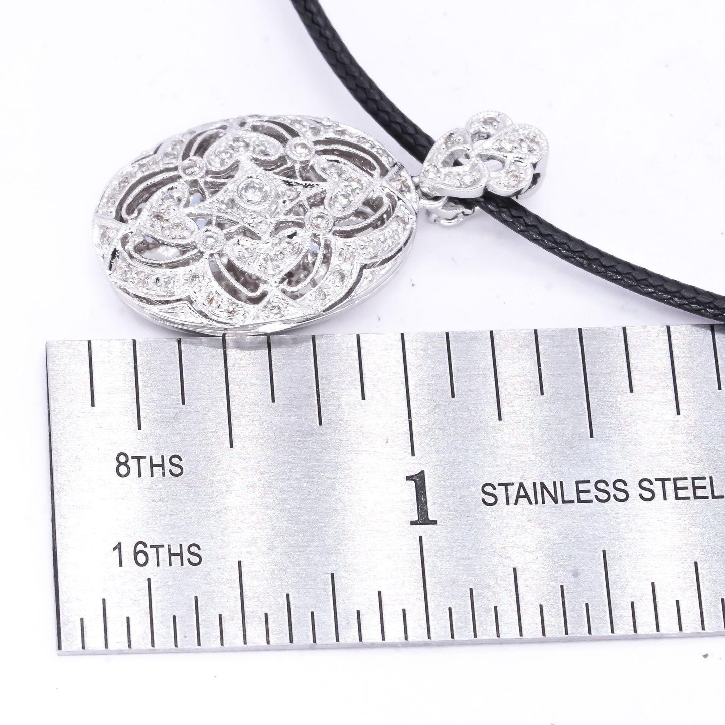 14k White Gold 0.33CT Diamond Pave Open Locket Charm Necklace