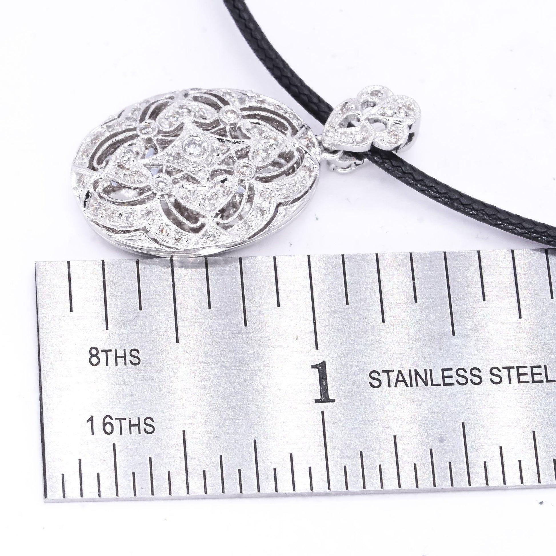 14k White Gold 0.33CT Diamond Pave Open Locket Charm Necklace