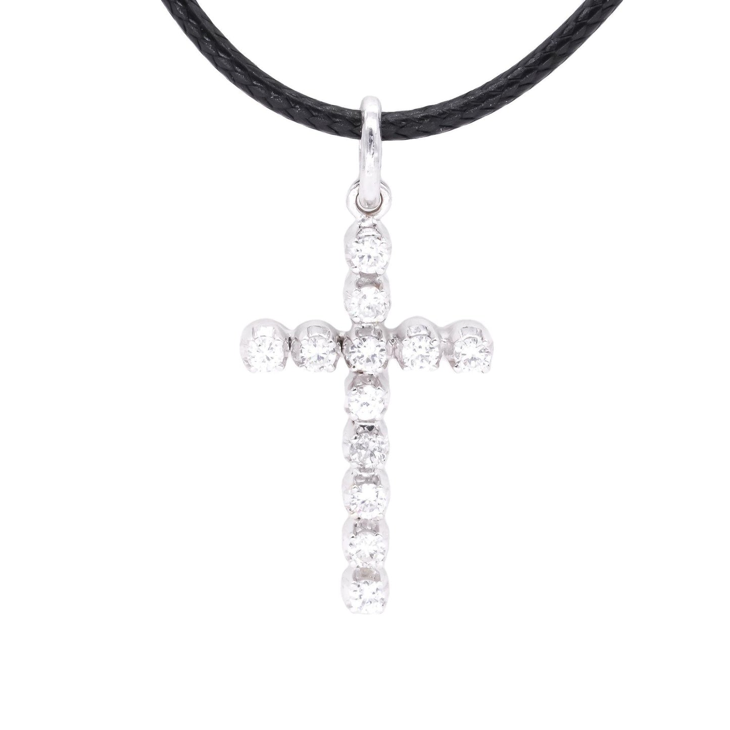 14k White Gold Jewelry 0.45CT Diamond Cross Crucifix Pendant Necklace