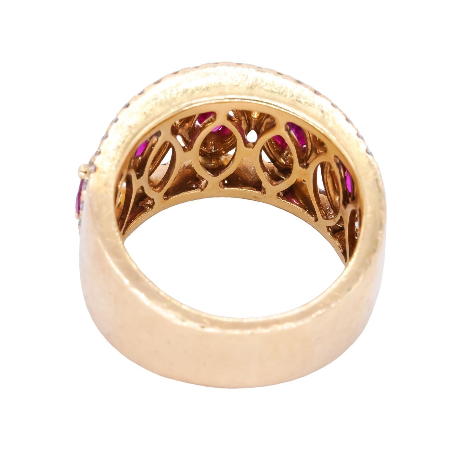 18k Yellow Gold 1.99CT VS Diamond & Ruby Wide Band Ring size 7