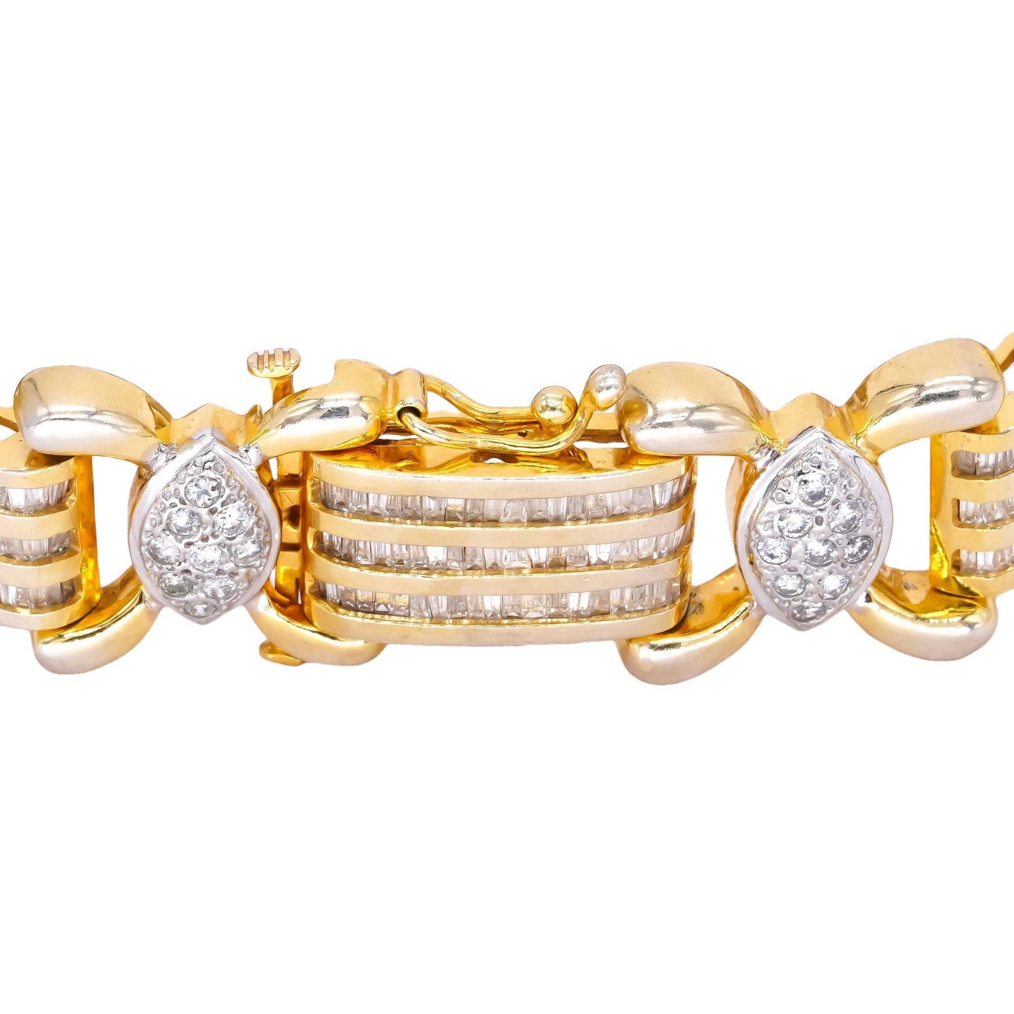 14k Yellow Gold Jewelry 5.0CT Diamond Fancy Link Wide Bracelet