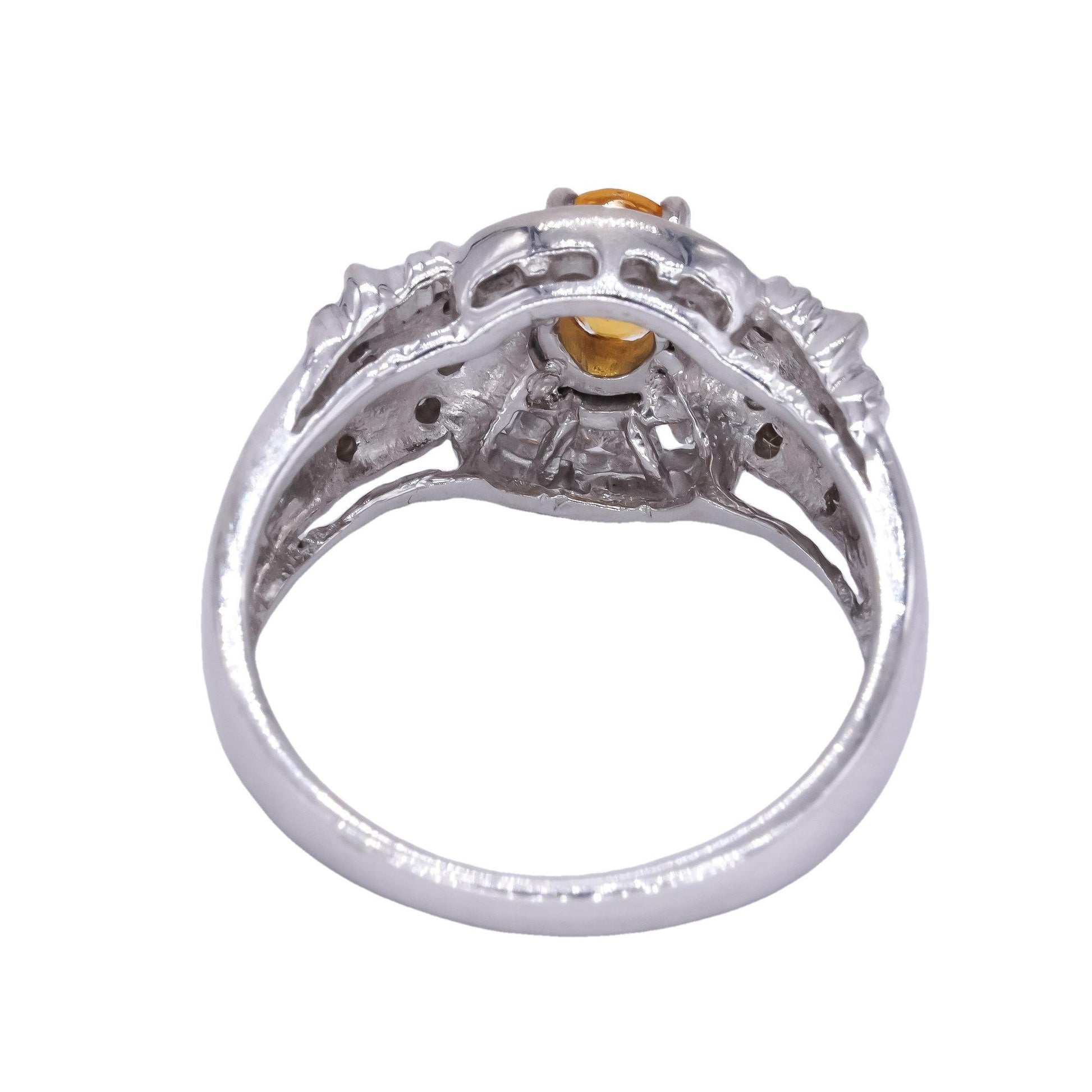 14k White Gold 0.72CT Diamond and Yellow Sapphire Cluster Cocktail Ring sz 8.25