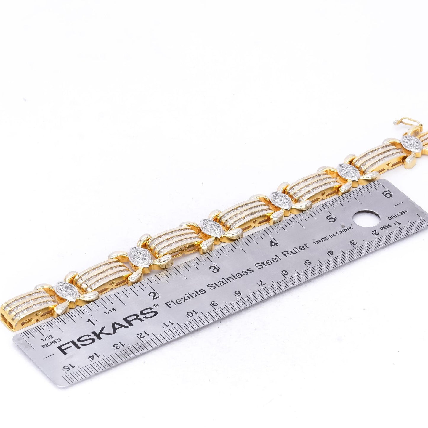 14k Yellow Gold Jewelry 5.0CT Diamond Fancy Link Wide Bracelet