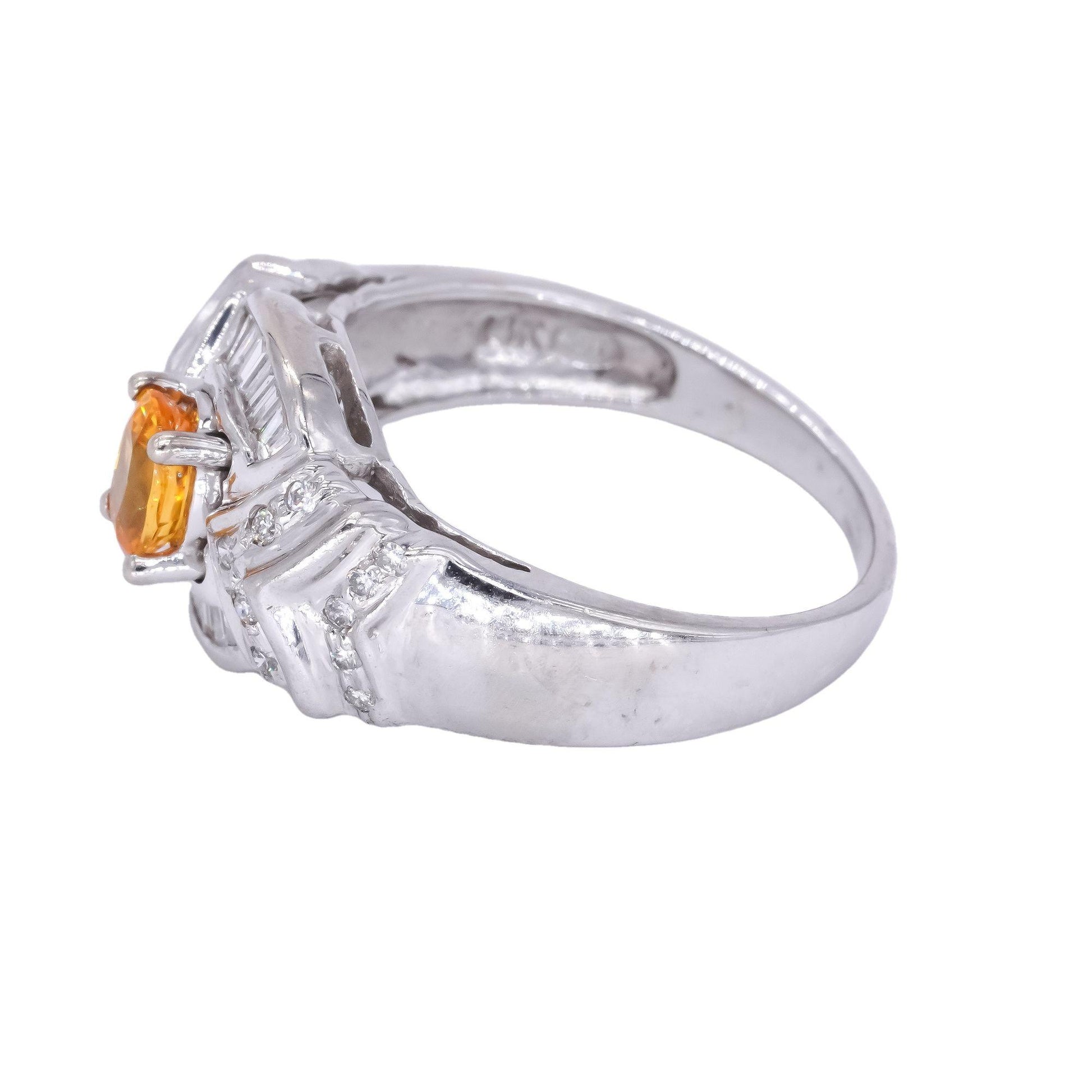 14k White Gold 0.72CT Diamond and Yellow Sapphire Cluster Cocktail Ring sz 8.25