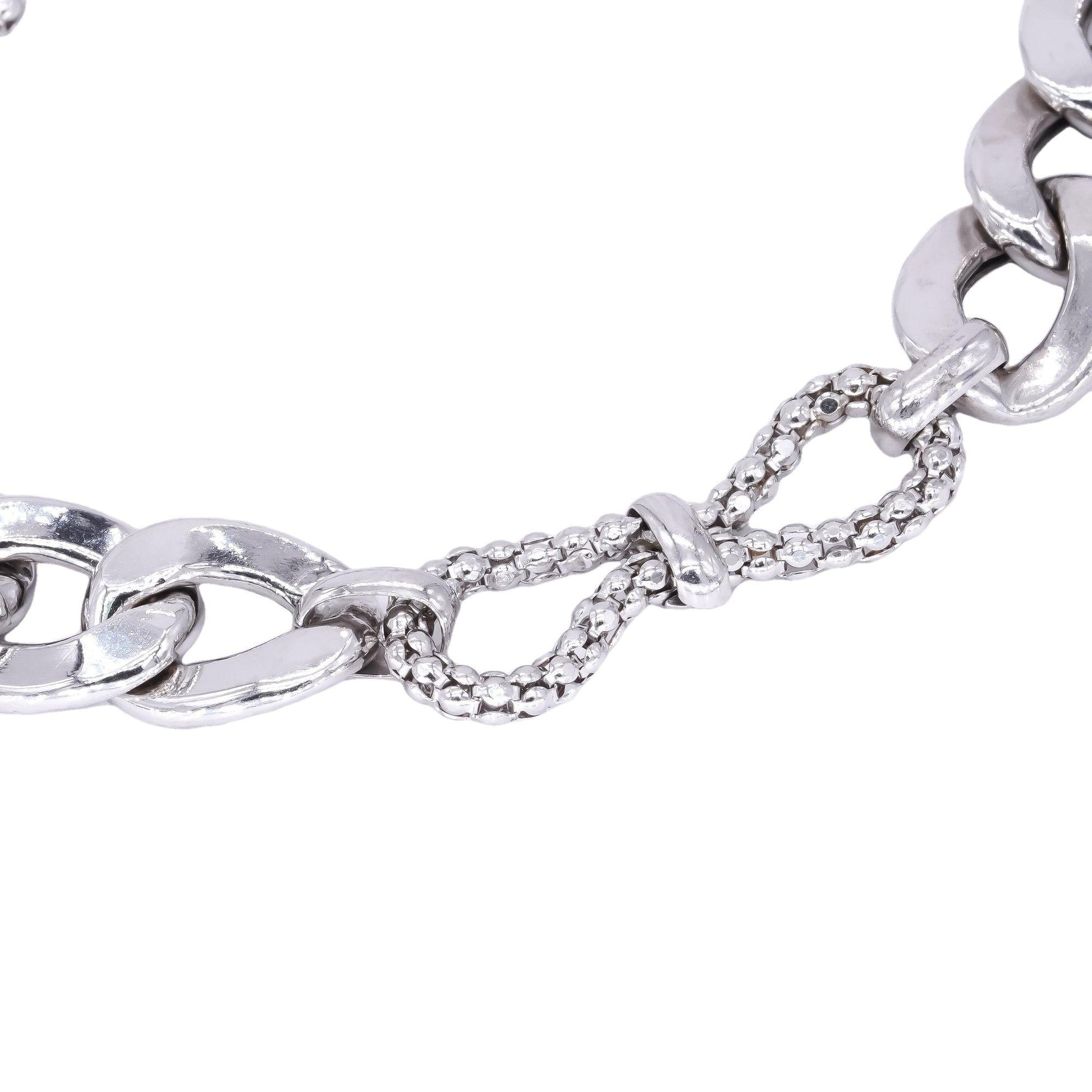 Sterling Silver Jewelry Fancy Cuban Link Charm Bracelet