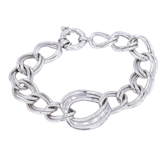 Sterling Silver Jewelry Fancy Open Link Formal Charm Bracelet