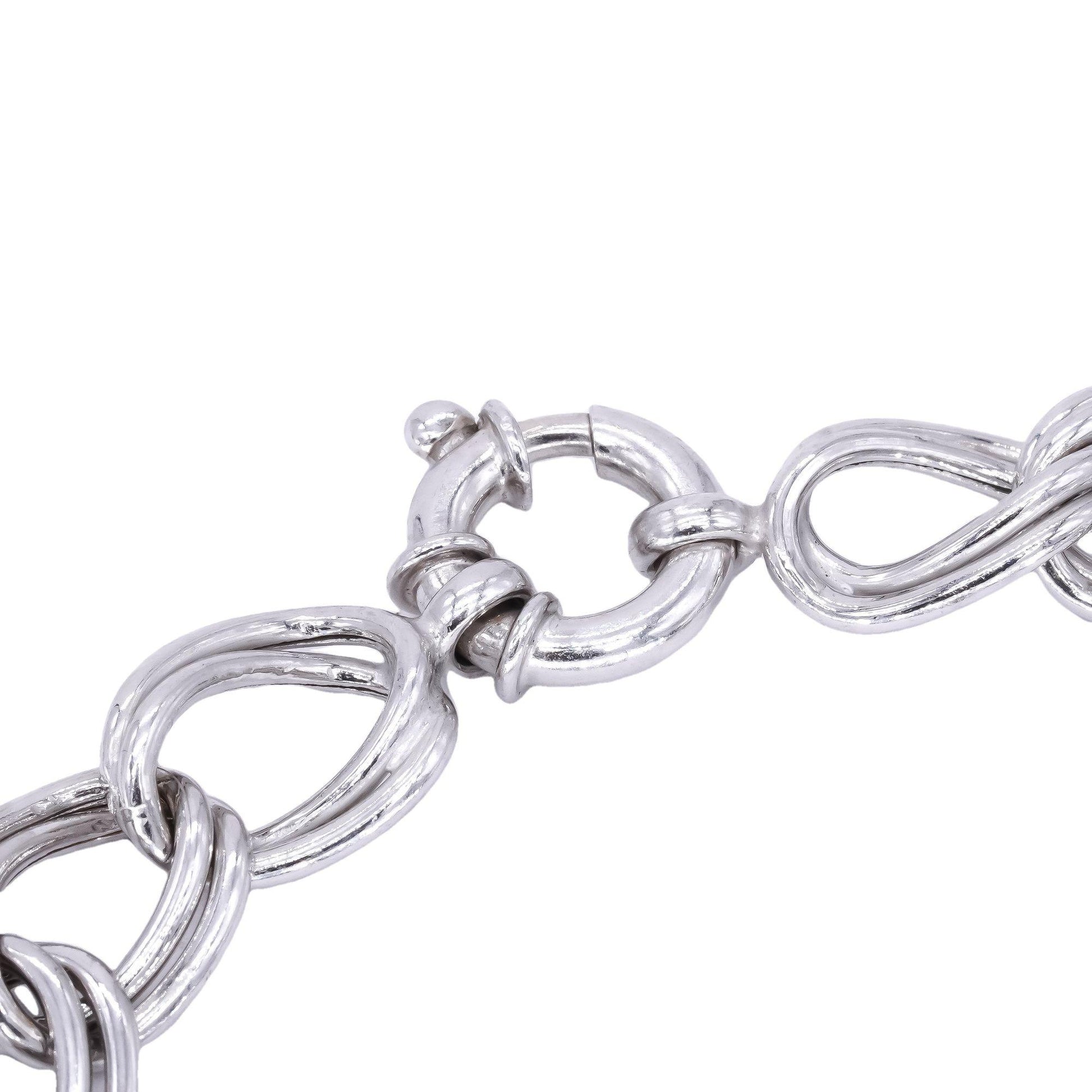 Sterling Silver Jewelry Fancy Open Link Formal Charm Bracelet