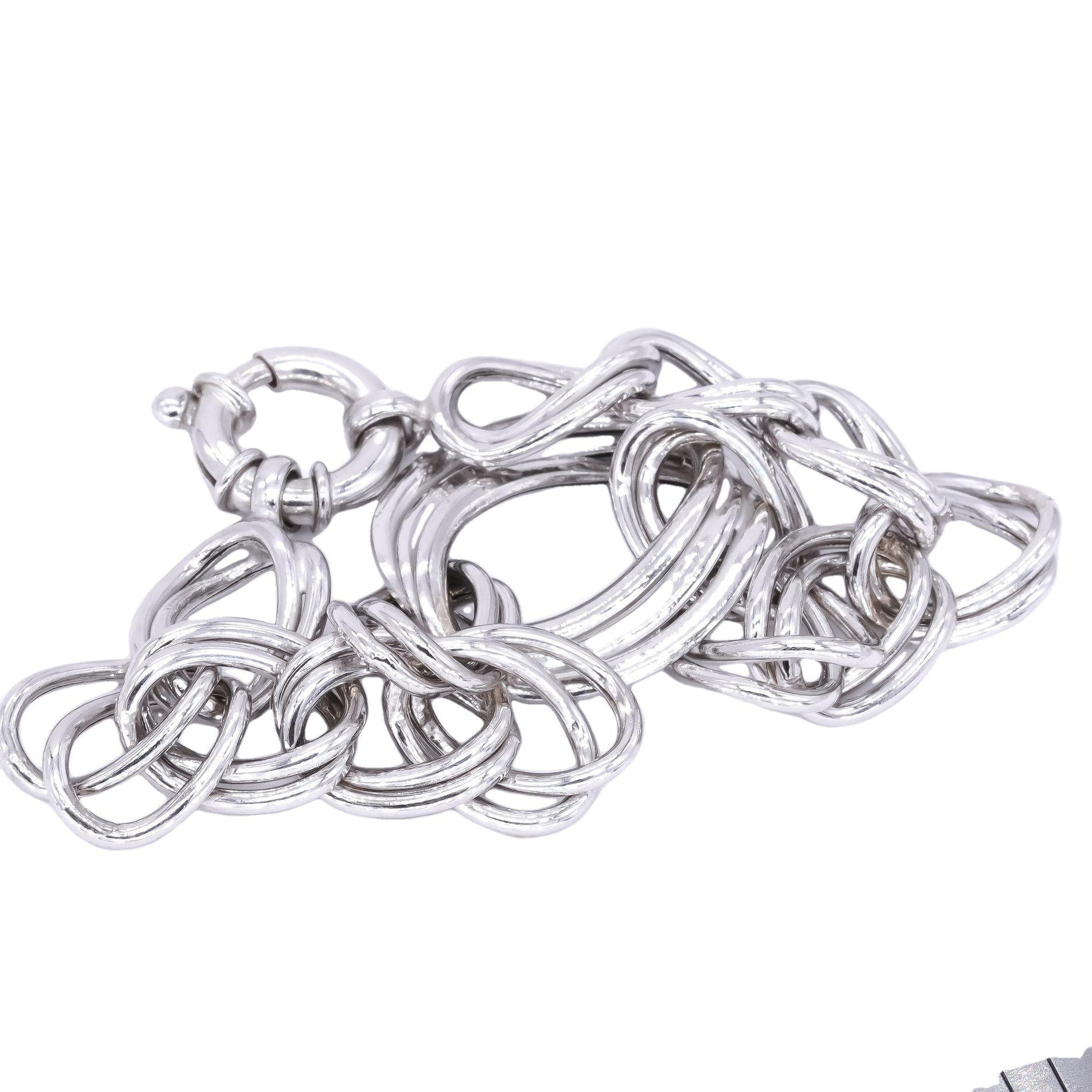 Sterling Silver Jewelry Fancy Open Link Formal Charm Bracelet