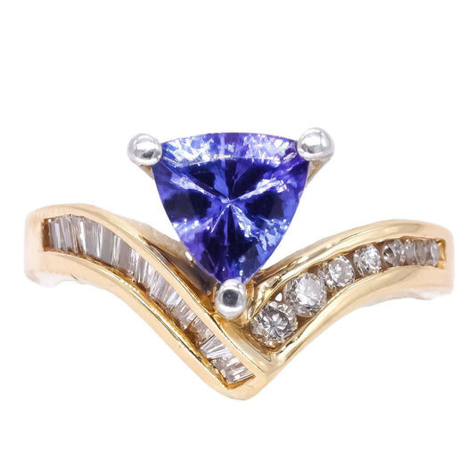 14k Yellow & White Gold Jewelry 2.28CT Diamond & Tanzanite Ring size 7