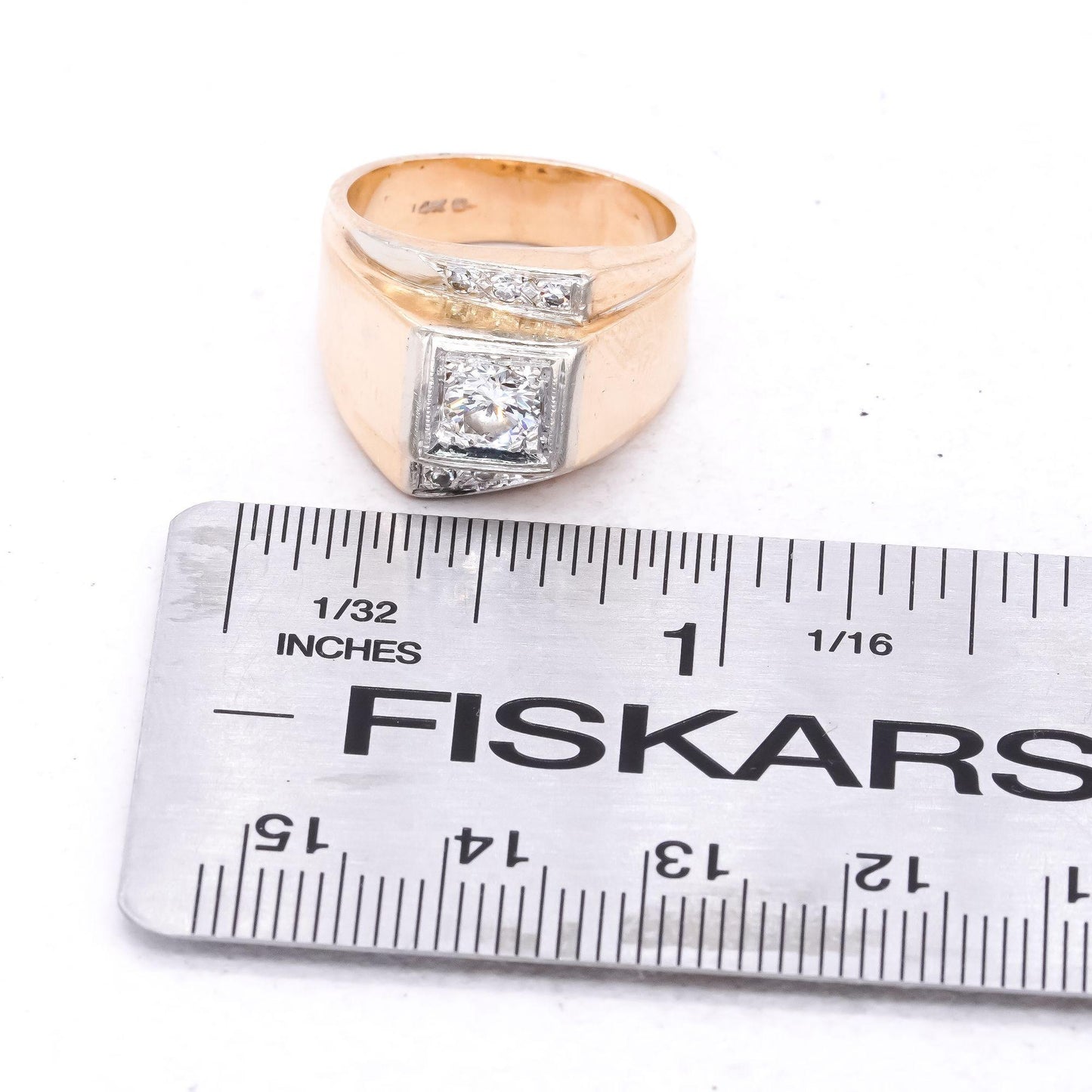 14k Yellow Gold Jewelry 0.55CT VS Diamond Ring size 6.25 w/ .40CT center