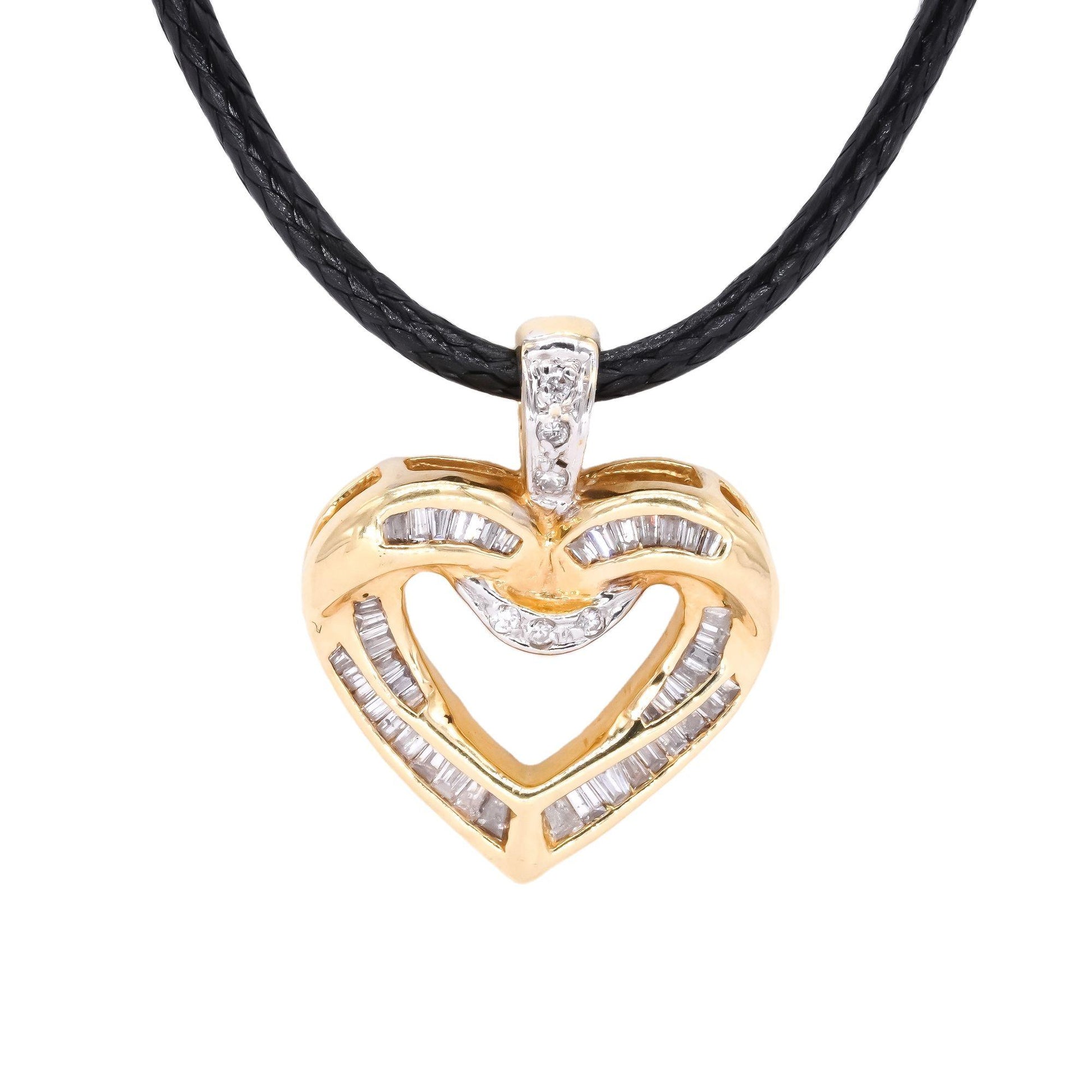 14k Yellow Gold Jewelry 0.22CT Diamond Heart Pendant Necklace