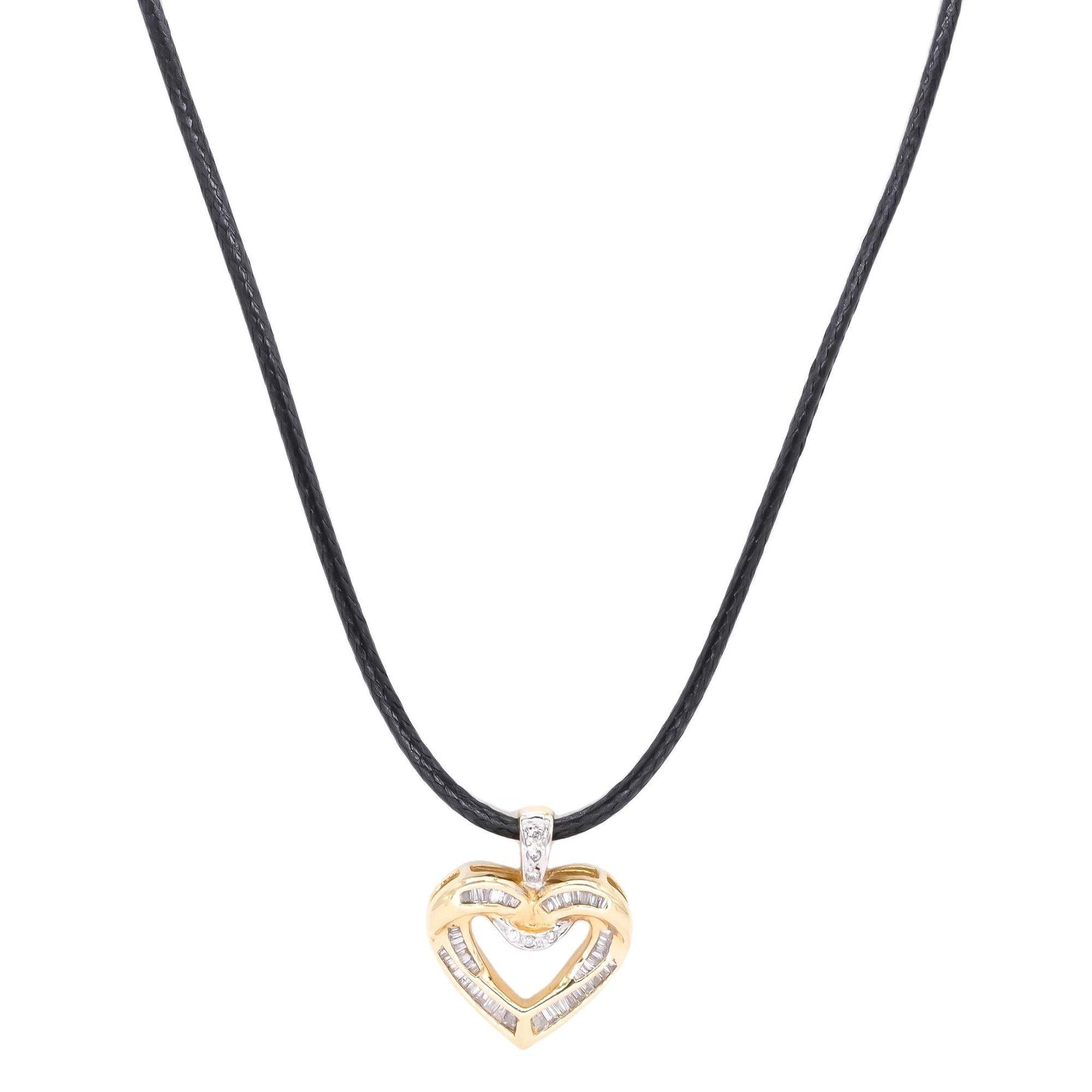 14k Yellow Gold Jewelry 0.22CT Diamond Heart Pendant Necklace