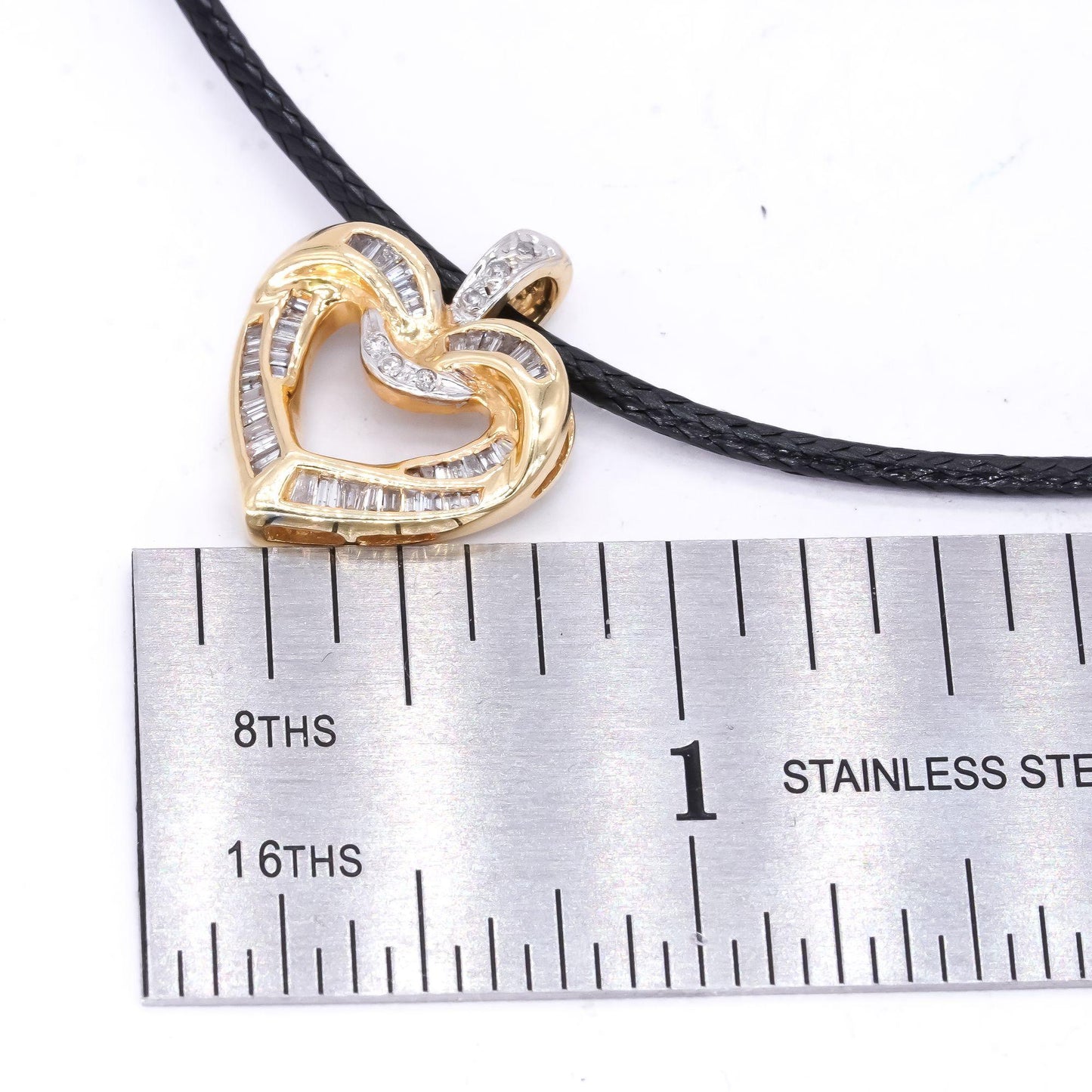 14k Yellow Gold Jewelry 0.22CT Diamond Heart Pendant Necklace