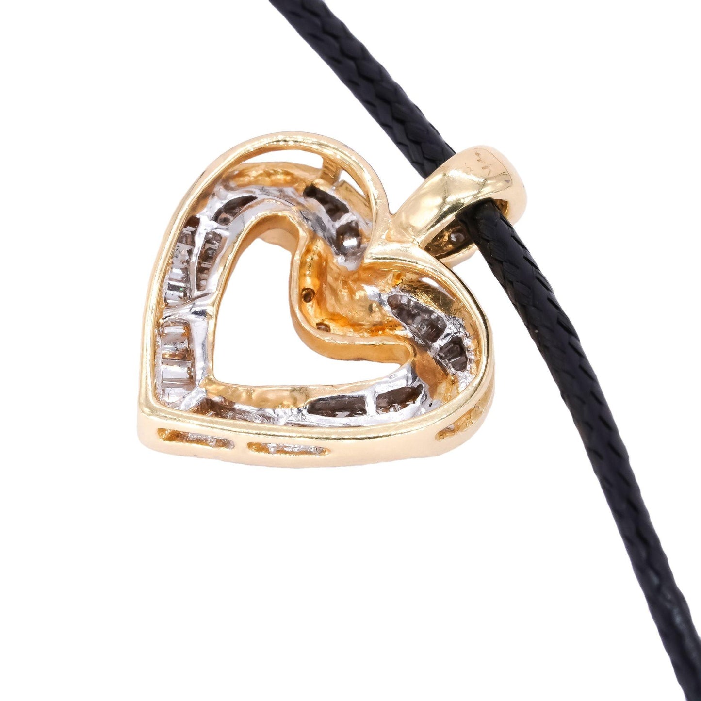 14k Yellow Gold Jewelry 0.22CT Diamond Heart Pendant Necklace