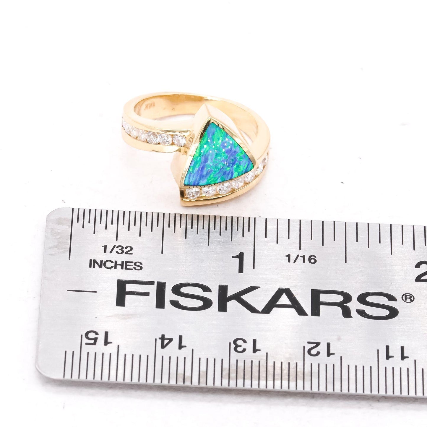 14k Yellow Gold 0.50CT Diamond & Enamel Cocktail Ring size 5.75