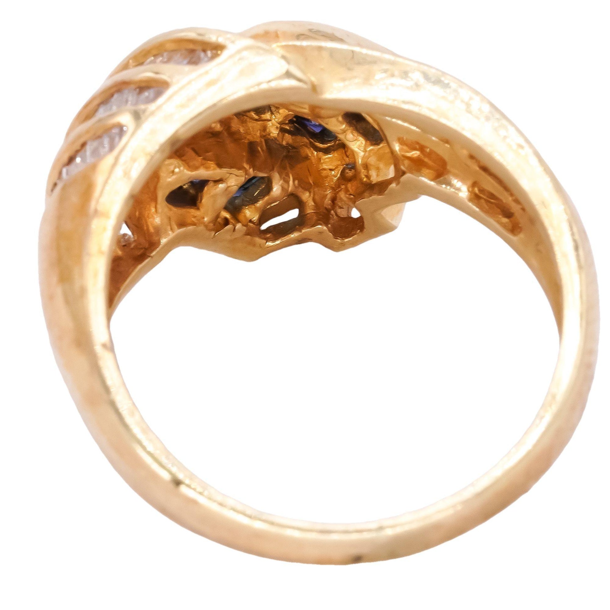 14k Yellow Gold 2.40CT Diamond & Sapphire Cocktail Ring size 9.75