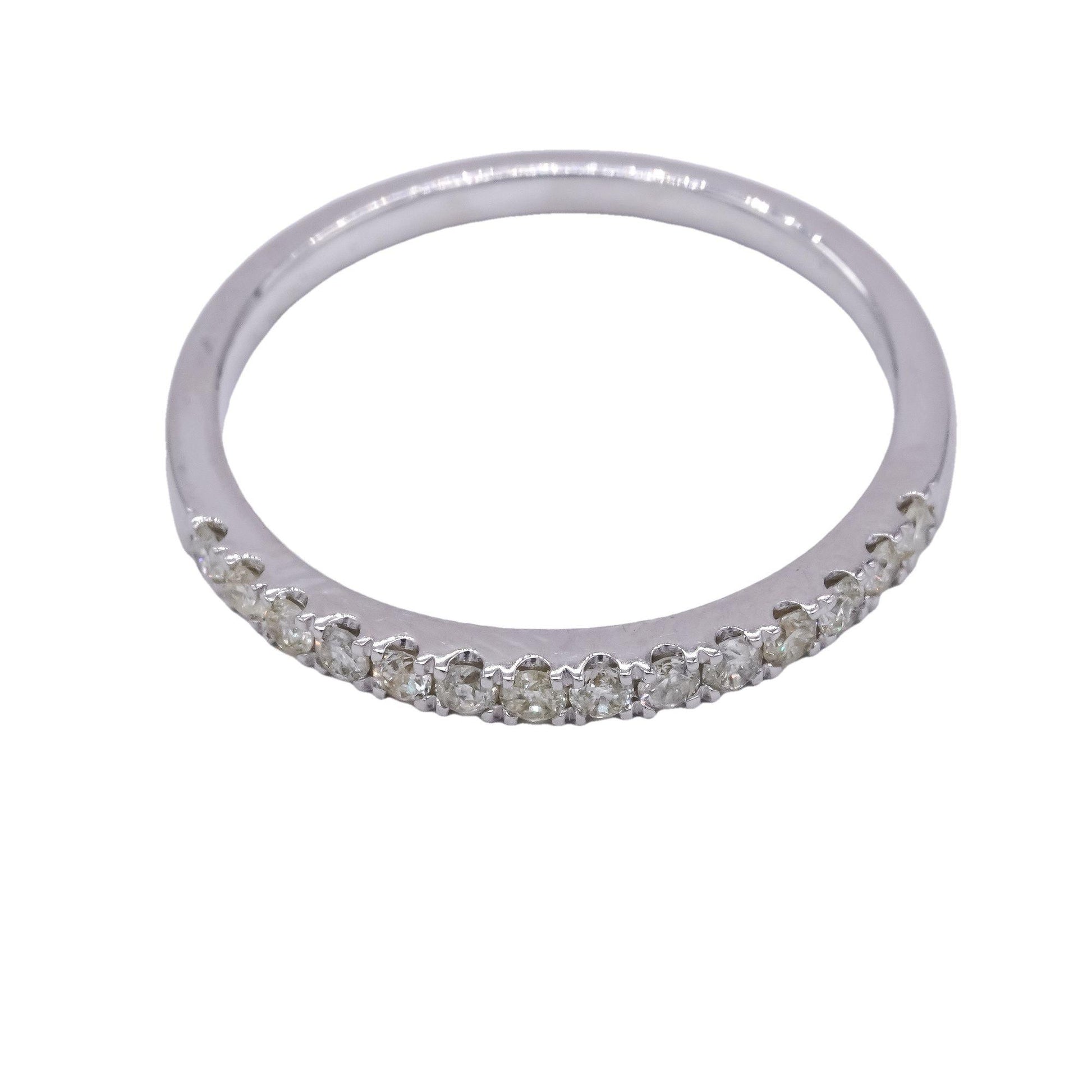 14k White Gold 0.27CT Diamond Shared Prong Stackable Band Ring size 7.25