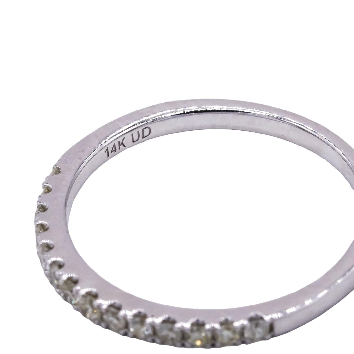 14k White Gold 0.27CT Diamond Shared Prong Stackable Band Ring size 7.25