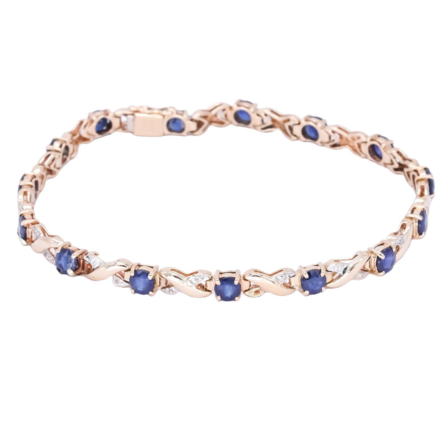 14k Yellow Gold 3.95CT Diamond and Sapphire Fancy Tennis Bracelet