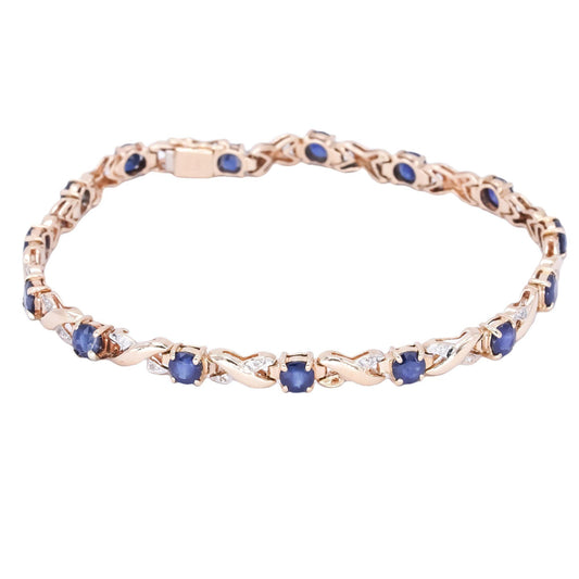 14k Yellow Gold 3.95CT Diamond and Sapphire Fancy Tennis Bracelet