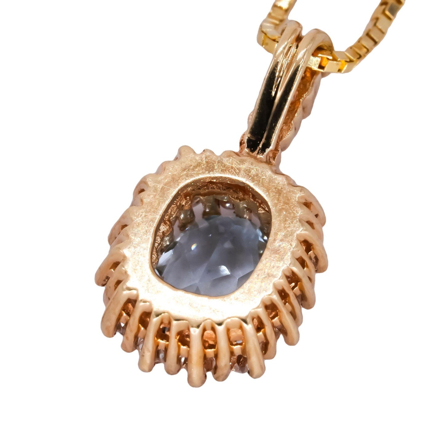 14k Yellow Gold 0.70CT VS Diamond and Aquamarine Cluster Pendant Necklace