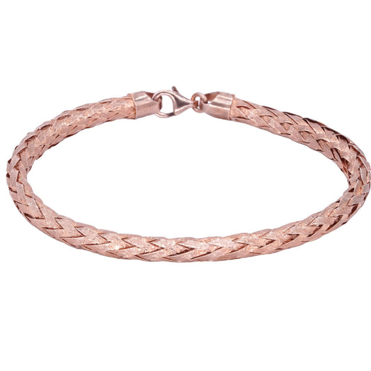 Sterling Silver Rose Gold Plated Mesh Bangle Formal Bracelet