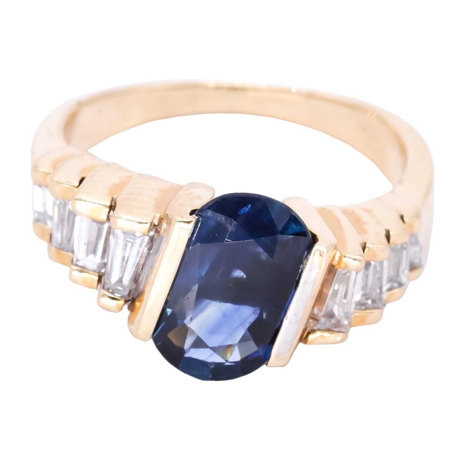 18k Yellow Gold 2.75CT VS Diamond & Sapphire Ring size 6.75