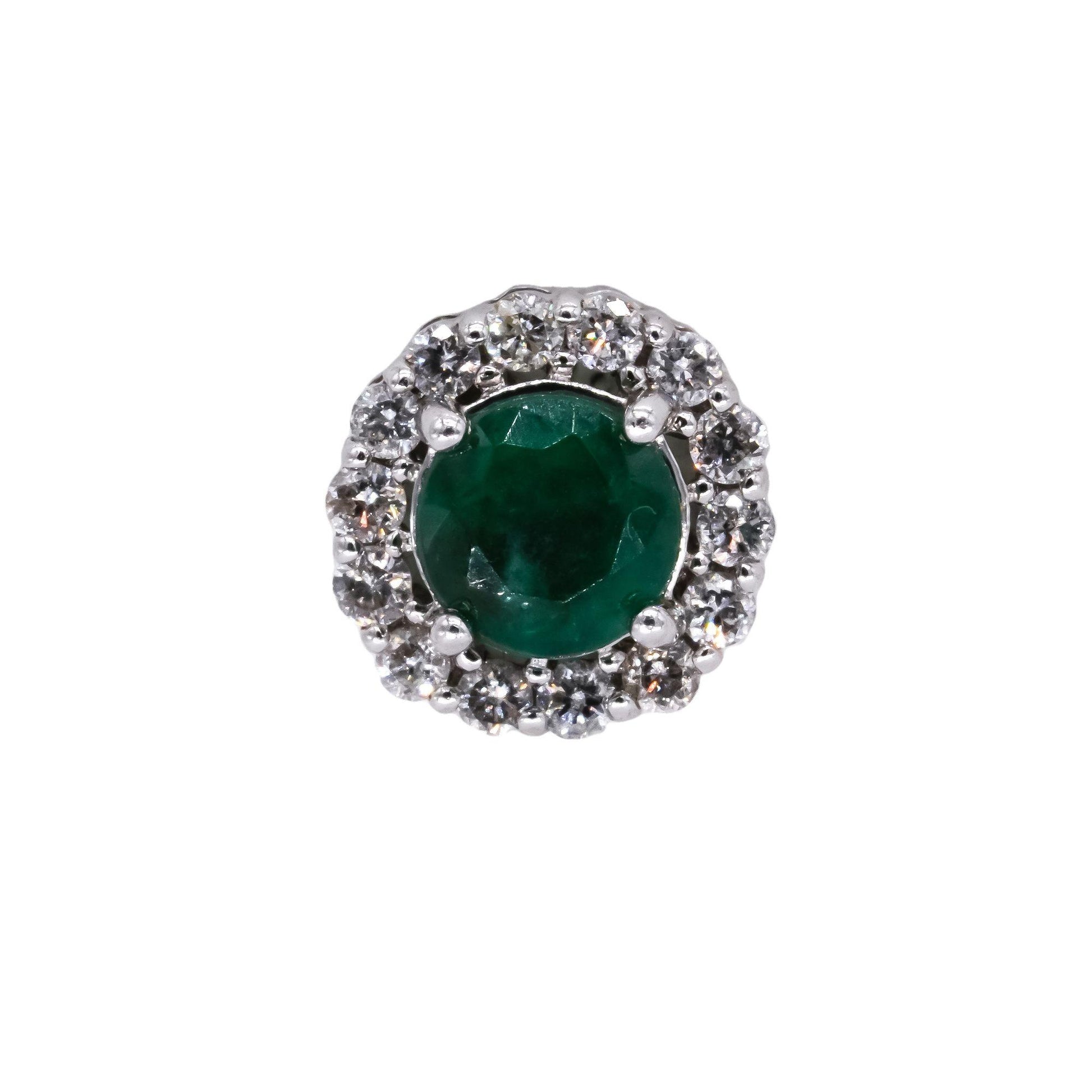 10k White Gold 0.45CT Diamond and Emerald Cluster Stud Earrings