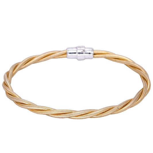 Sterling Silver Gold Plated Jewelry Intertwined Braided Magnet Bangle Bracelet