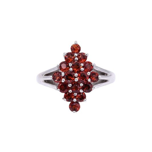 Sterling Silver 0.50CT Orange Tourmaline Cluster Cocktail Ring size 5.25