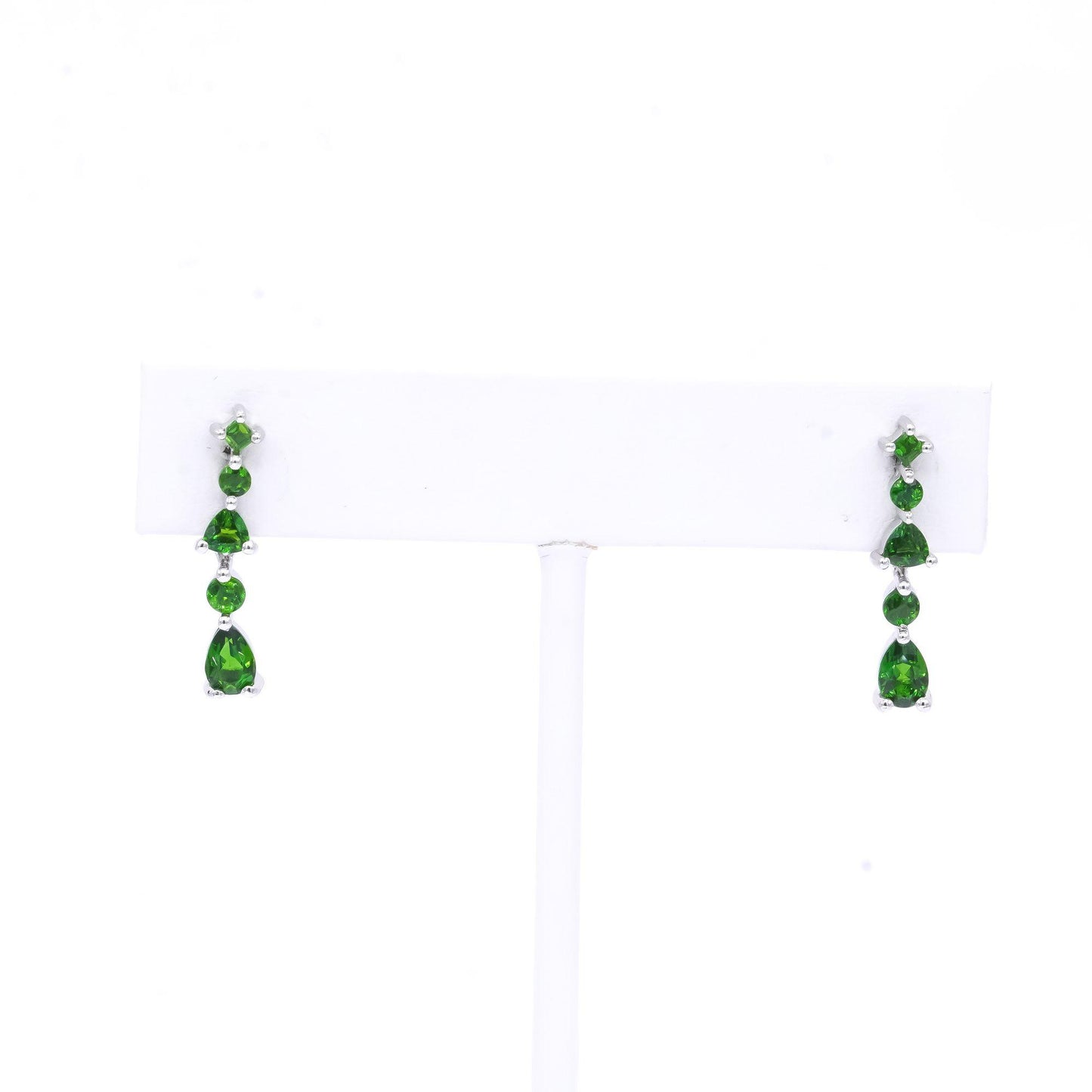 Sterling Silver Green Diopside Drop Dangle Stud Earrings