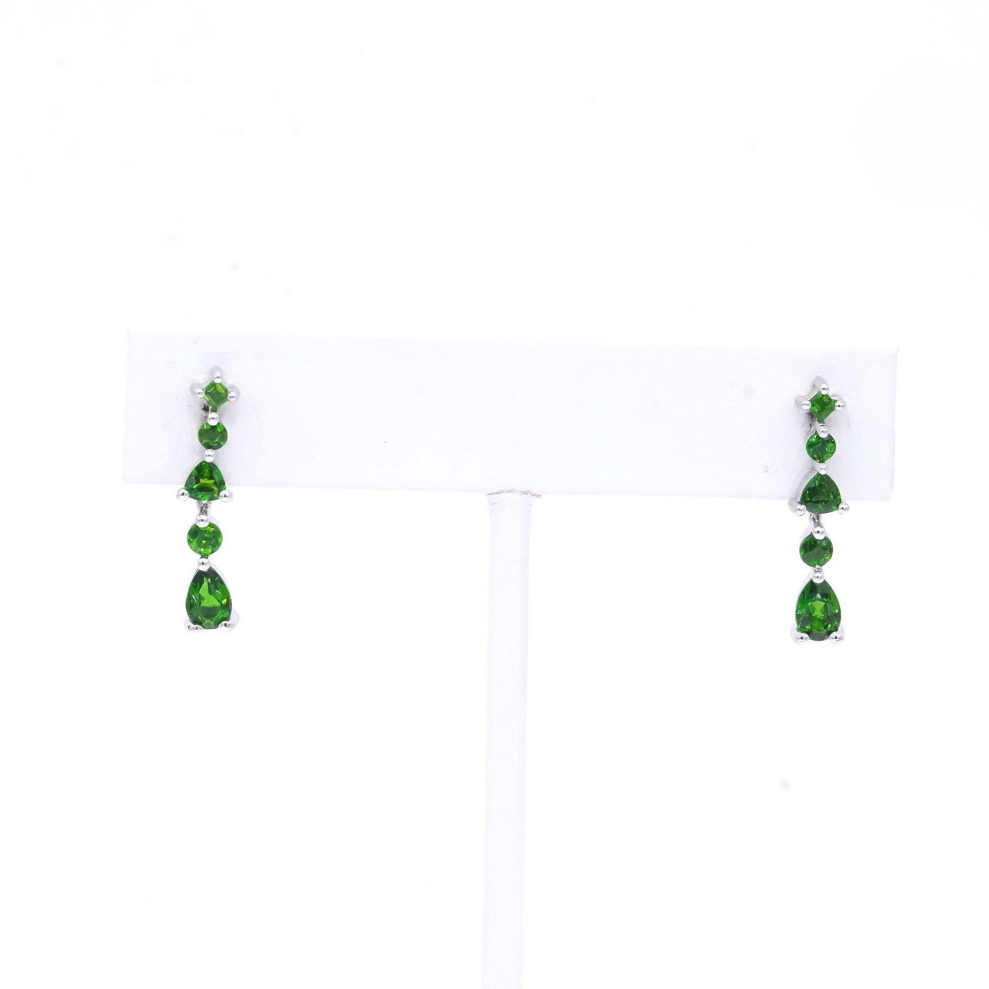 Sterling Silver Green Diopside Drop Dangle Stud Earrings