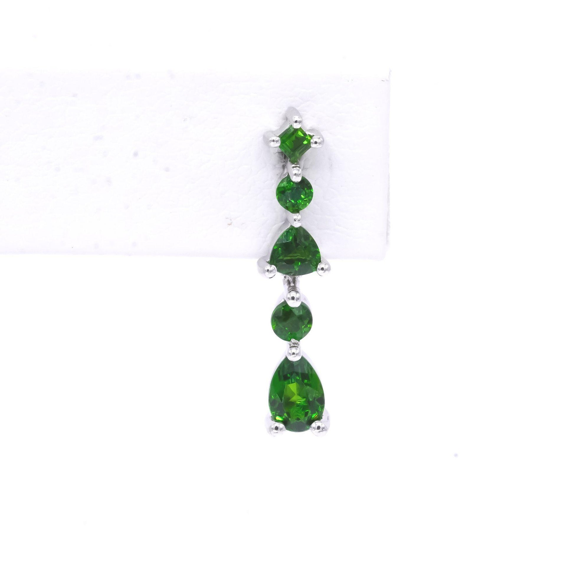 Sterling Silver Green Diopside Drop Dangle Stud Earrings